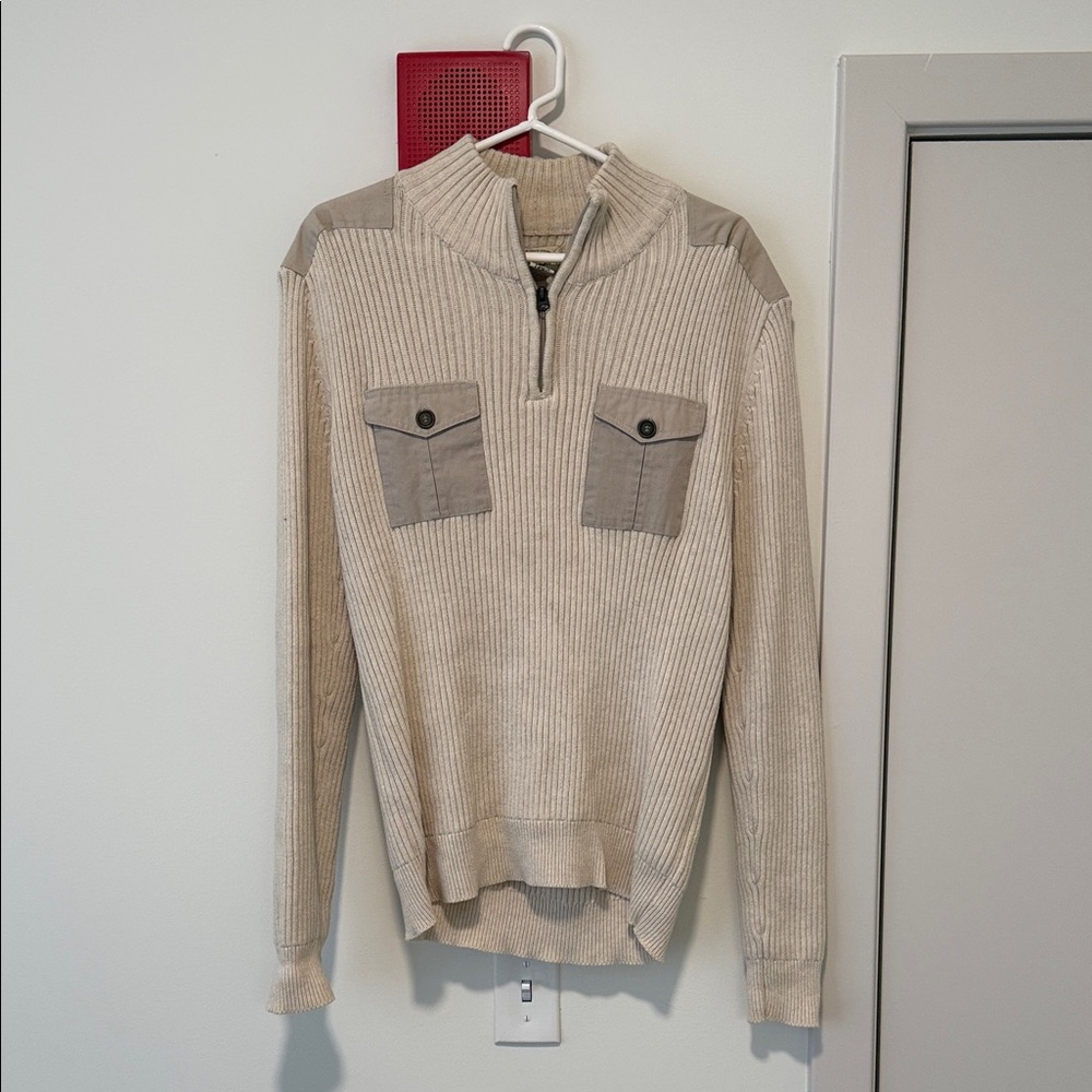 American Rag Men's Cream Zip-Up Sweater